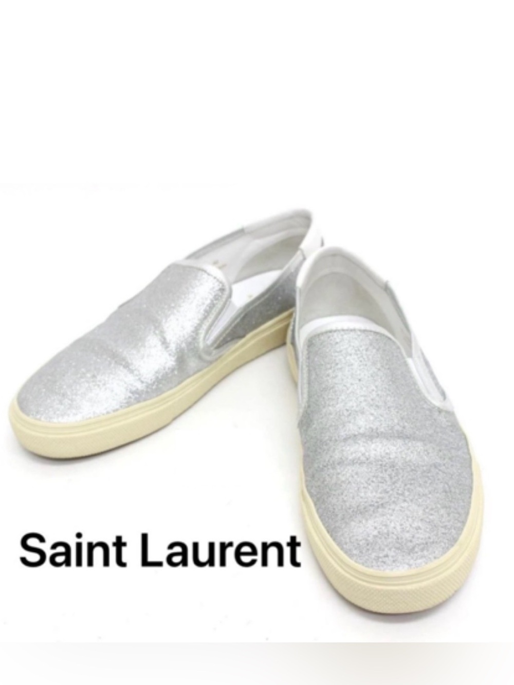 Saint Laurent Glitter Venice Low Top Slip-On Sneakers. Euro size 37.5